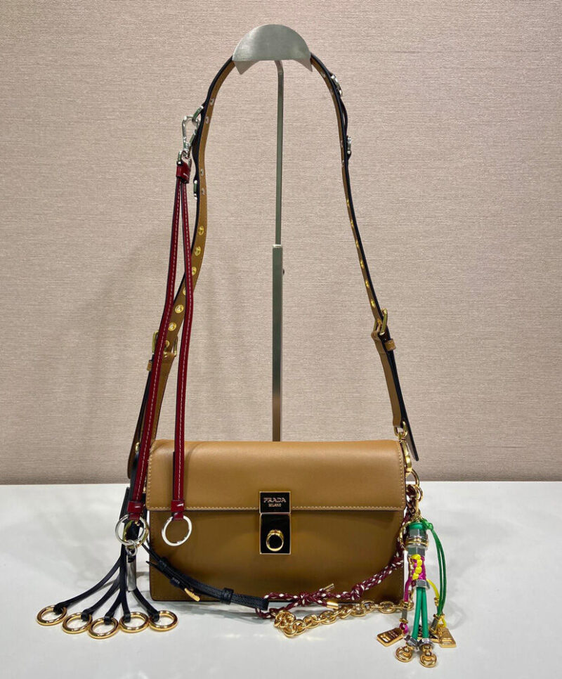 Prada Soft Sound Small Leather Shoulder Bag With Charms 1BD379